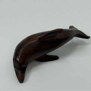 Handcarved Wood Dolphin Figurine Crafted In Mexico